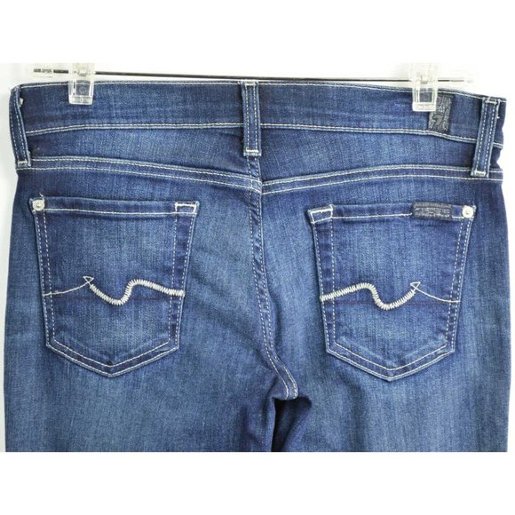 7 For All Mankind Bootcut Jeans Size 26 Boot Cut Dark Denim Stretch - Picture 4 of 5